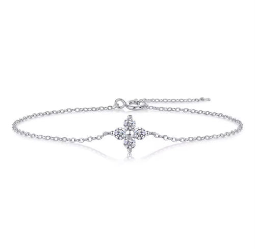 Adjustable Moissanite Clover Bracelet | 925 Sterling Silver
